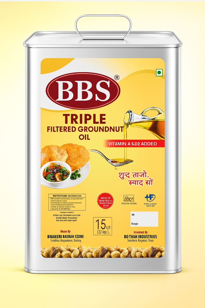 BBS Triple Filtered Healthy Groundnut Oil For Cooking 15 Litre